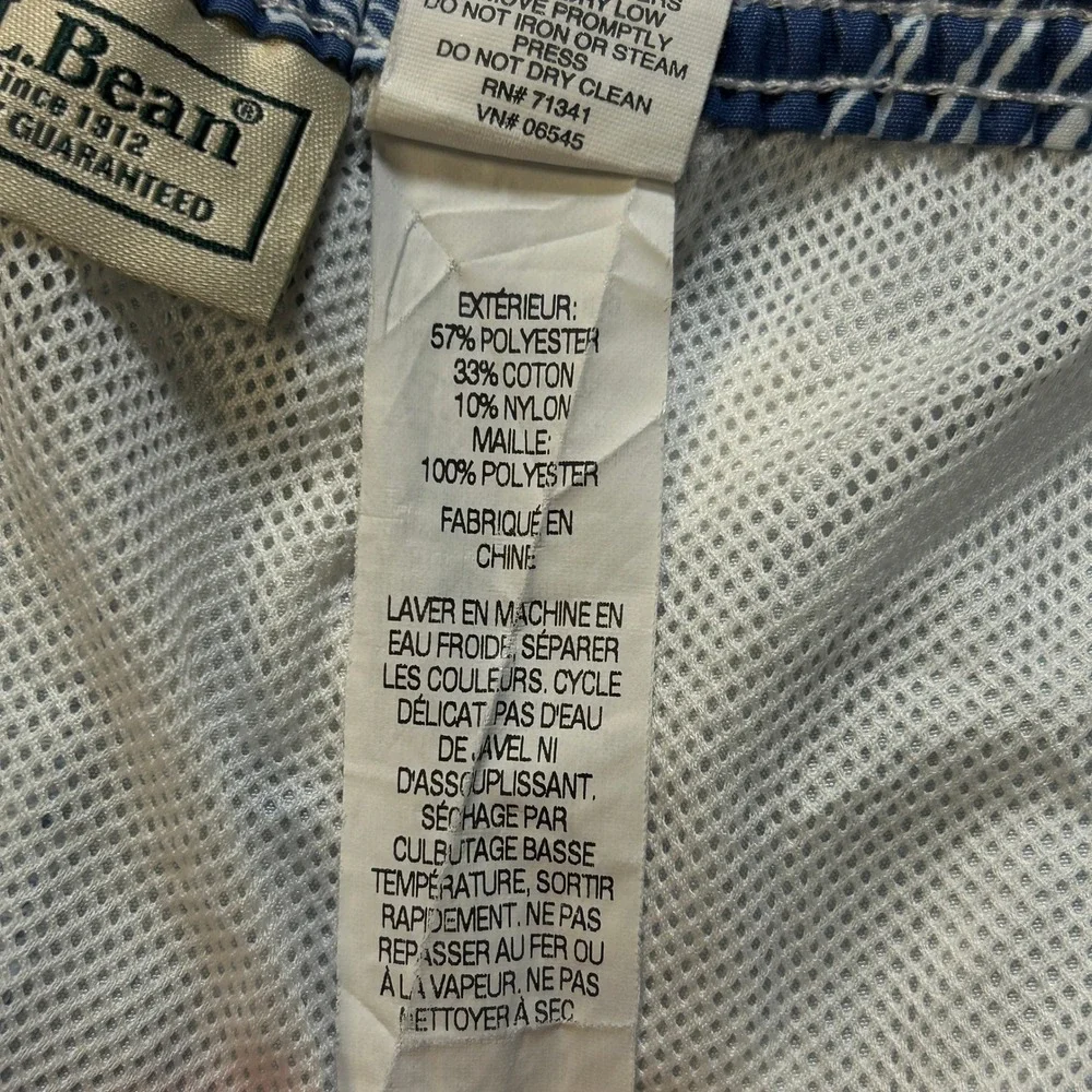 LL Bean Swim Trunks Mens L Blue Marlin Fish Print Mesh Lined Board Shorts 286405